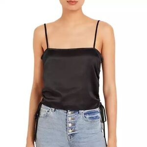 NWT Aqua Side Cinched Silky Shirt- Black